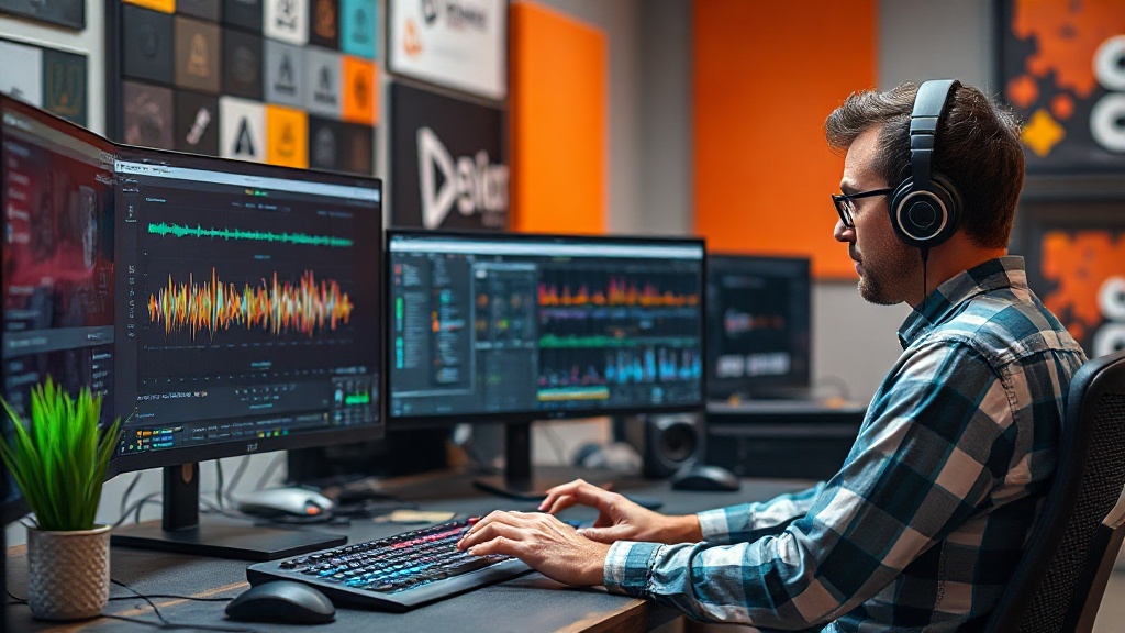 Sound designer using middleware tools to author complex audio events