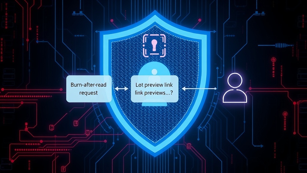 Diagram illustrating the flow of a burn-after-read message request through a chat app preview bot and a user.