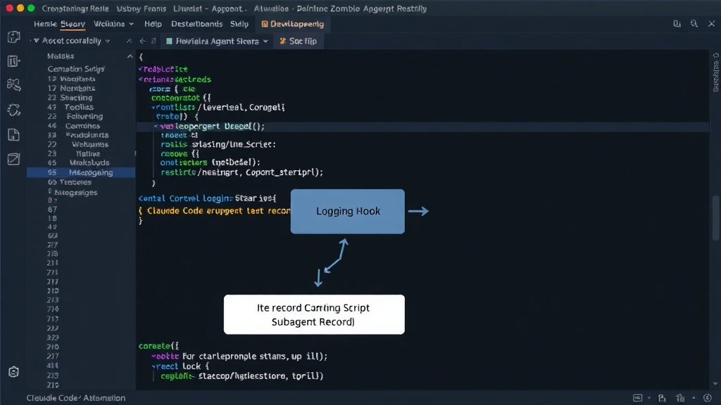 Diagram illustrating the Claude Code stop hook triggering a logging script to record subagent usage.