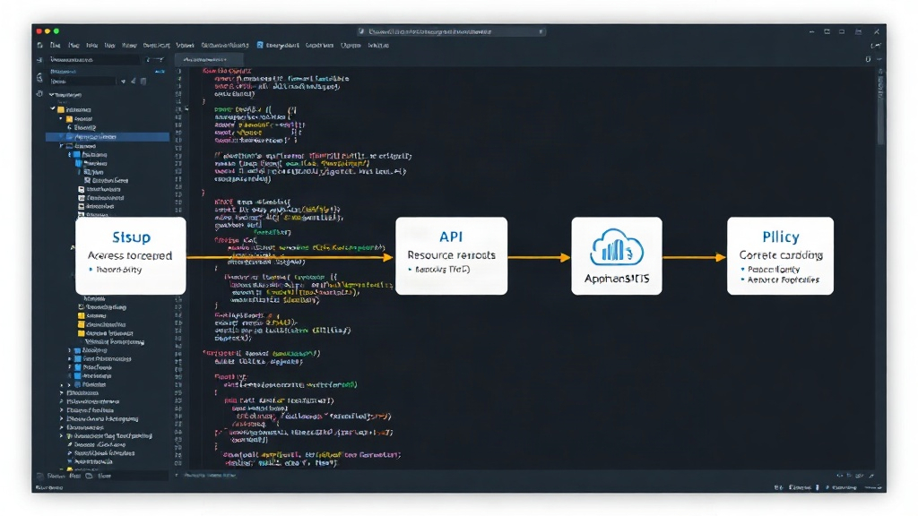 Diagram illustrating Azure API gateway intercepting resource requests with Policy and RBAC