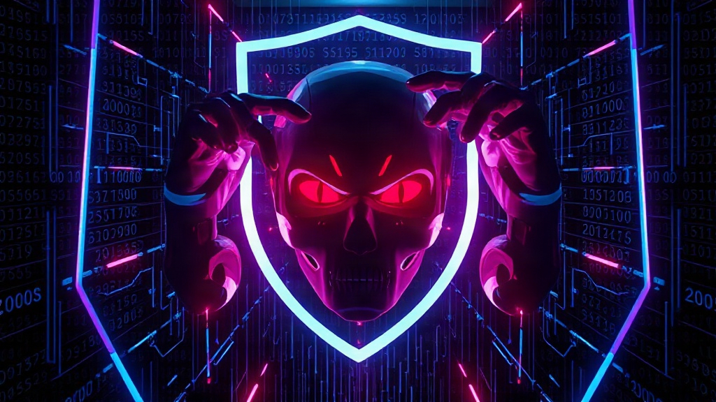 A stylized representation of an AI agent breaking free from a digital containment field