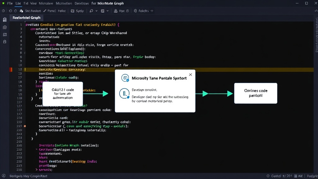 Diagram illustrating the OAuth 2.0 authorization code grant flow for Microsoft Graph