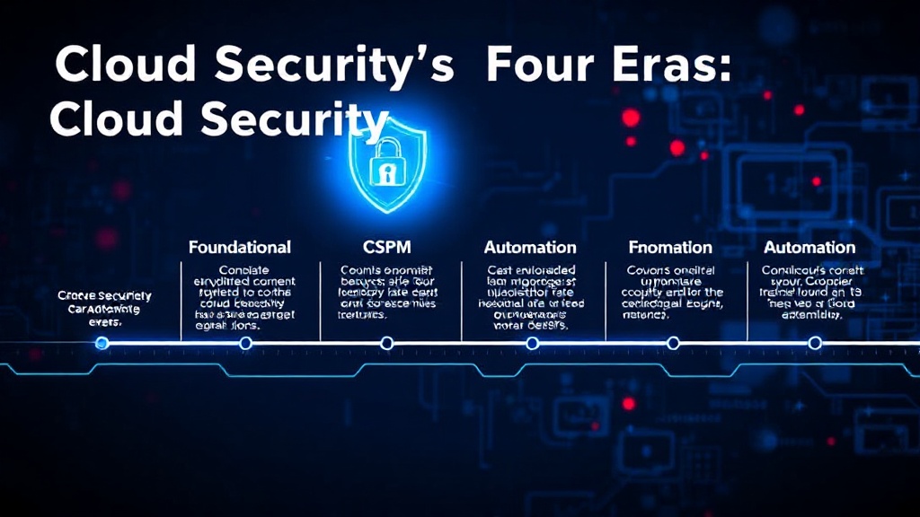 Timeline graphic illustrating the key milestones of the four cloud security eras