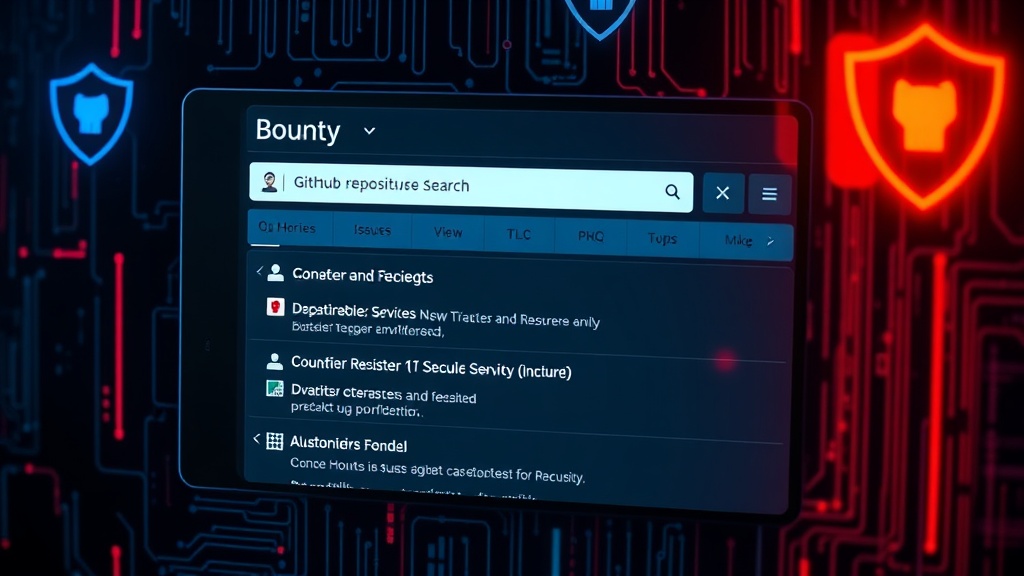 GitHub repository search interface displaying bounty-related issues and filters