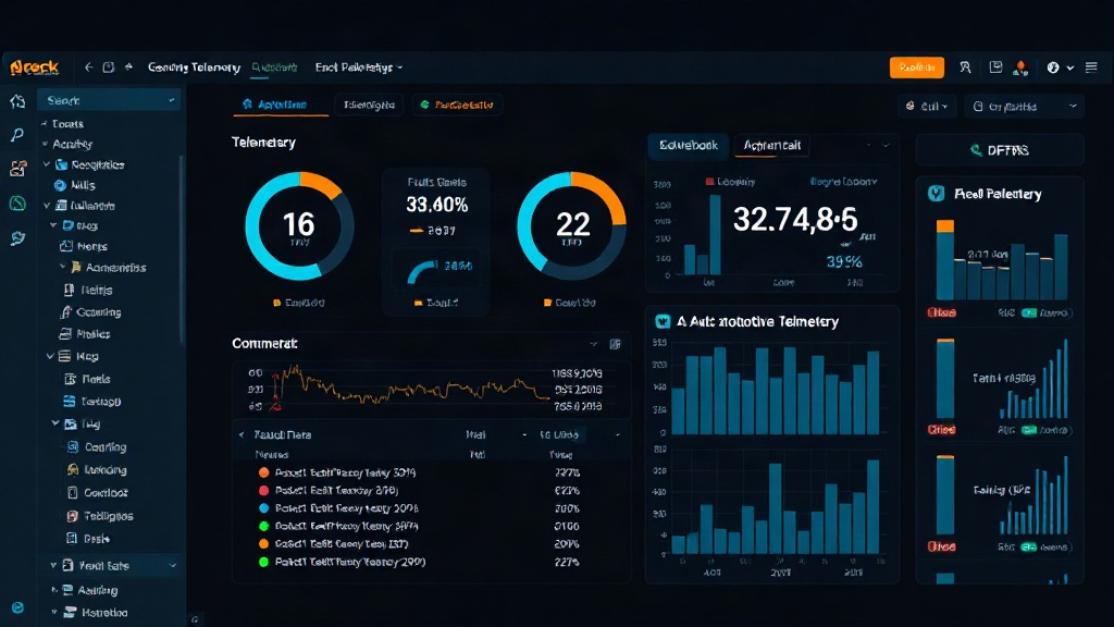 React dashboard interface displaying automotive telemetry and fault data in dark mode