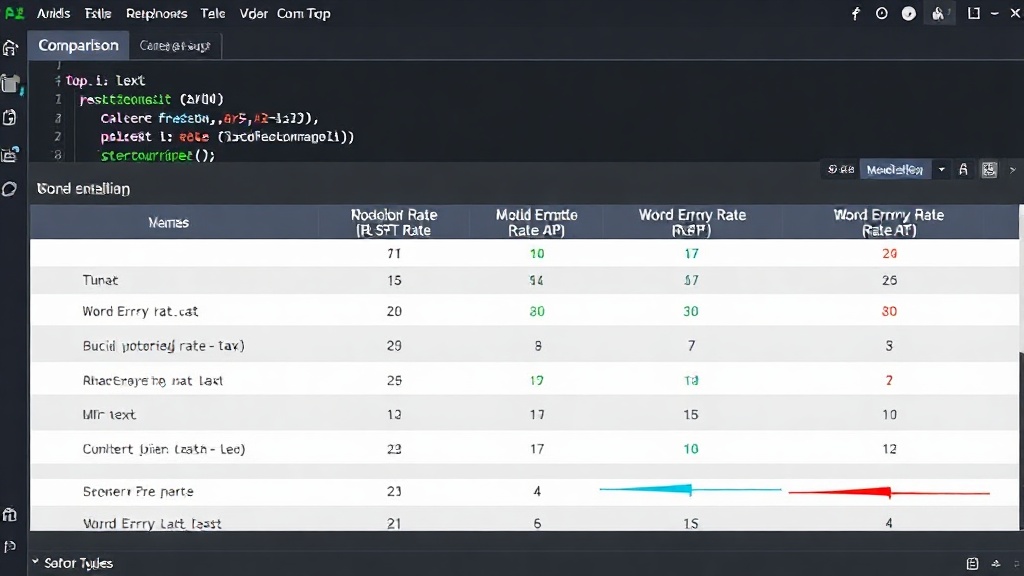 Comparison dashboard showing Word Error Rate across multiple STT APIs for varied audio conditions.
