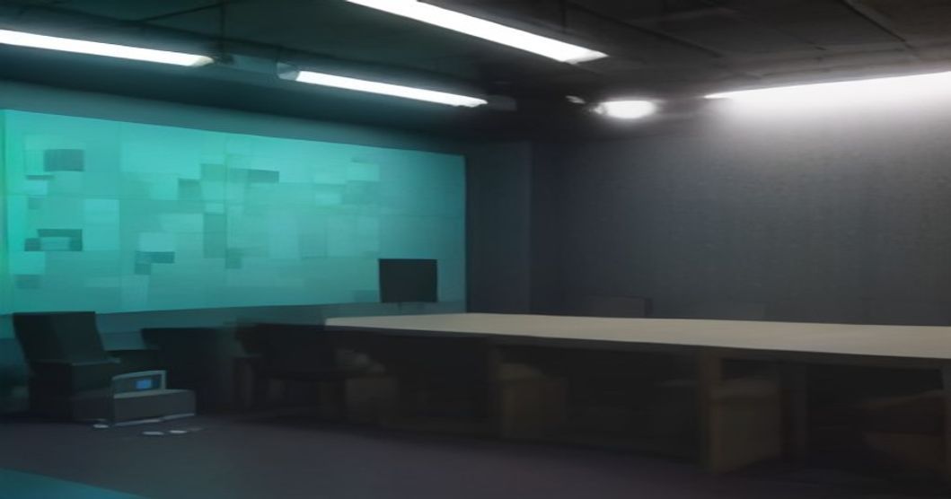 A 3D pre-visualization scene with blocks representing characters and camera paths