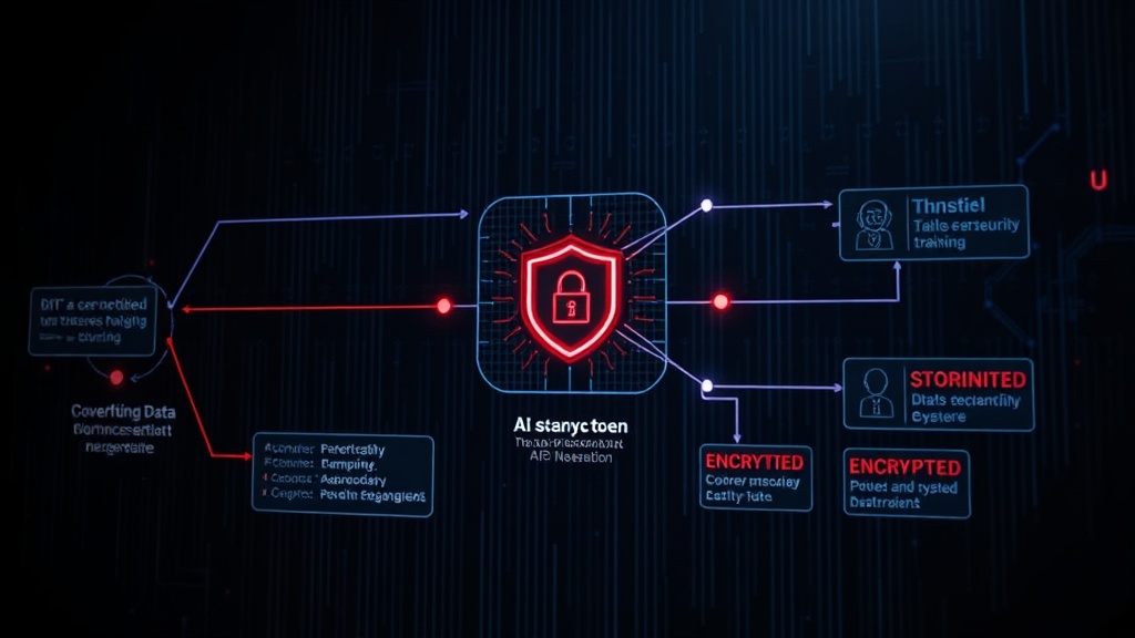 Diagram illustrating the flow of data during AI model training and potential security breach points
