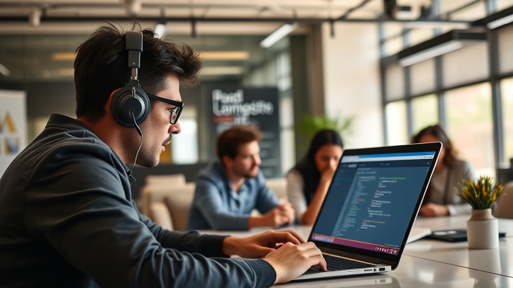 Developer staring at a laptop screen, hesitant to share code