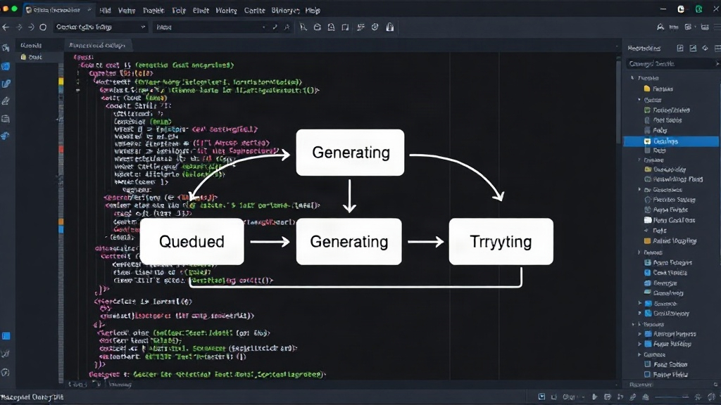 Diagram illustrating the breakdown of AI request lifecycle: queued, generating, and retrying phases.