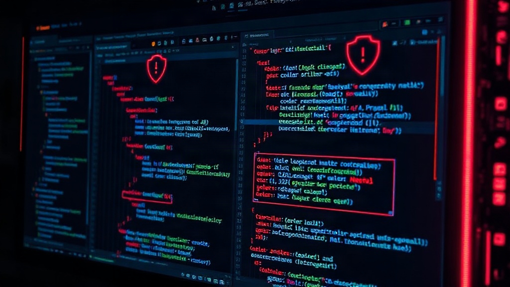 Code editor interface displaying AI-generated vulnerability alerts alongside manual annotations