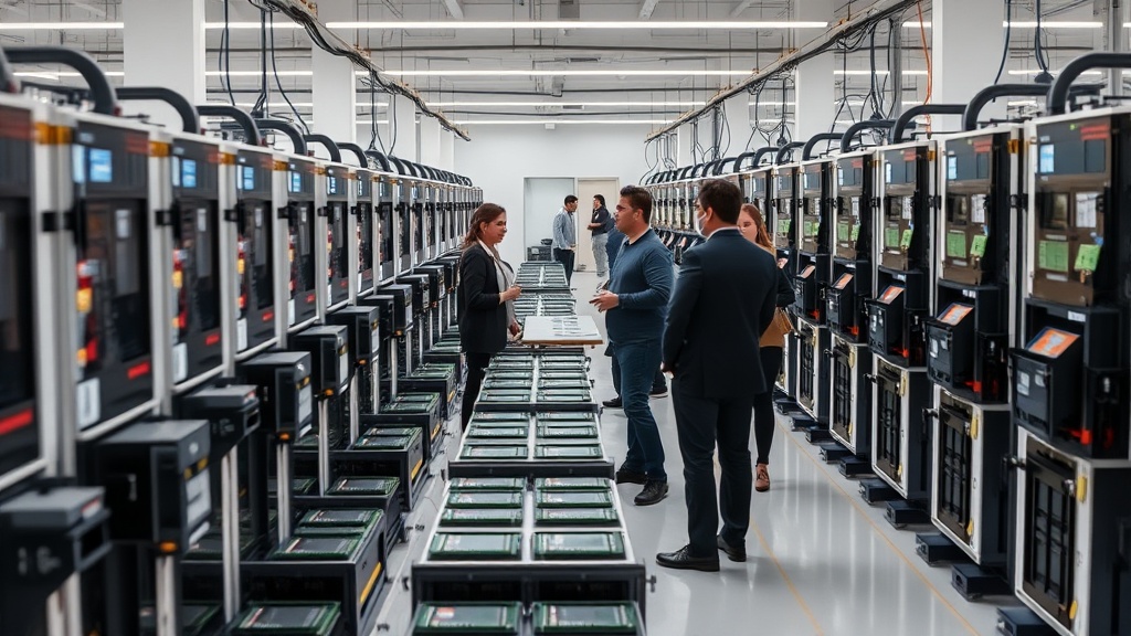 CXMT factory floor displaying rows of DRAM chip manufacturing equipment