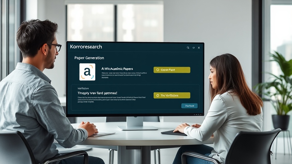 Korroresearch AI interface showing paper generation and verification status