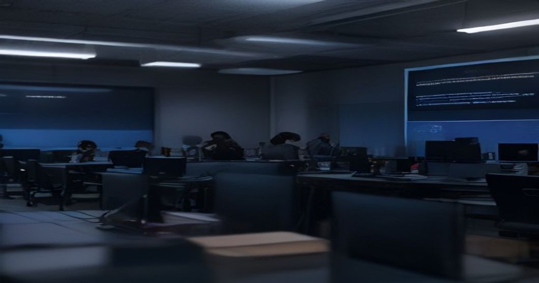 Students collaborating on a cloud-based project in a modern university lab