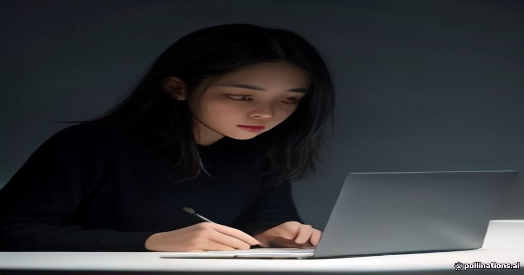 A junior developer thoughtfully examining code generated by an AI assistant.