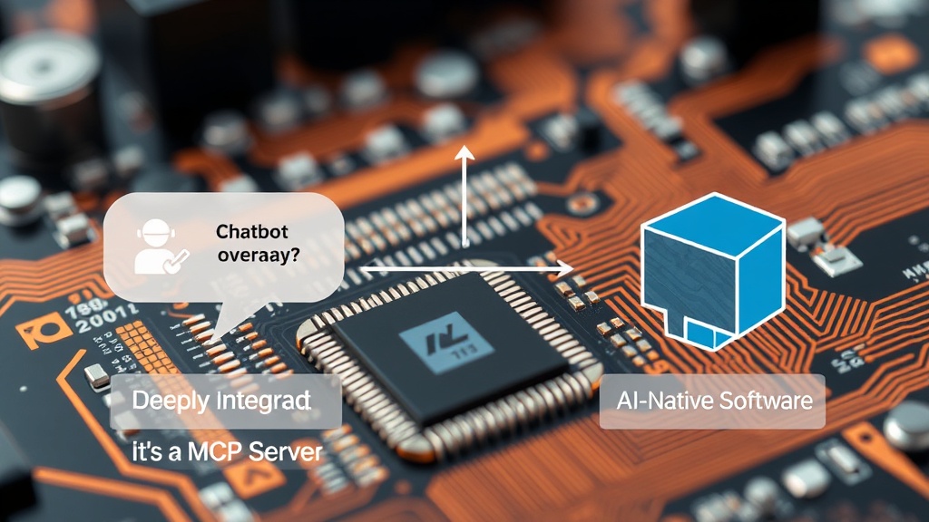 Diagram illustrating the difference between a chatbot overlay and deeply integrated AI functionality.