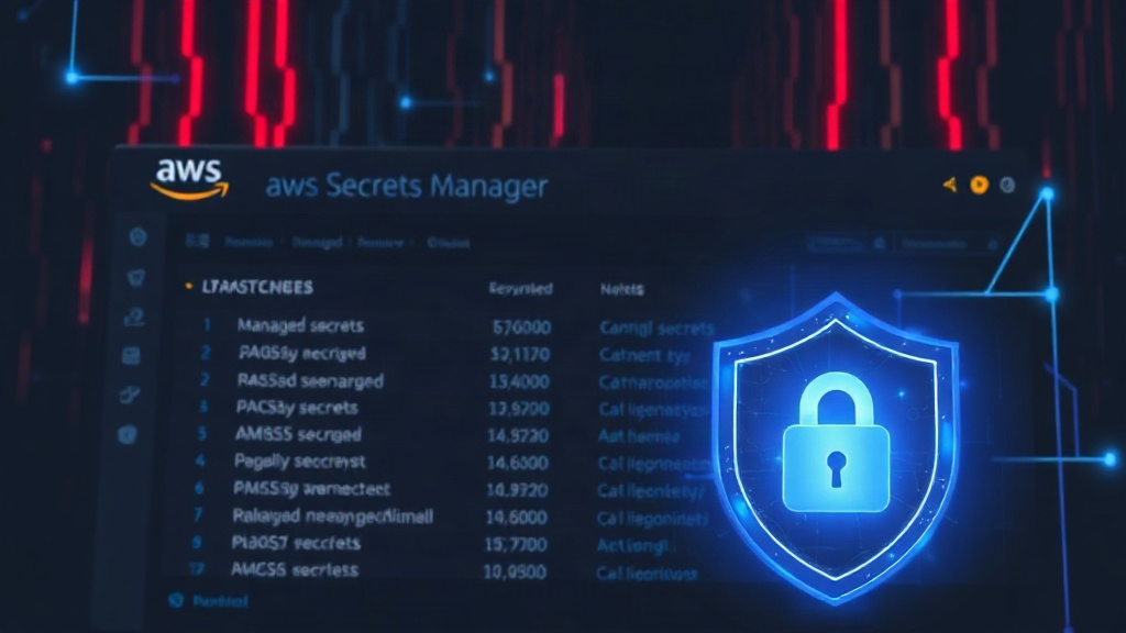 AWS Secrets Manager console showing a list of managed secrets and their rotation status
