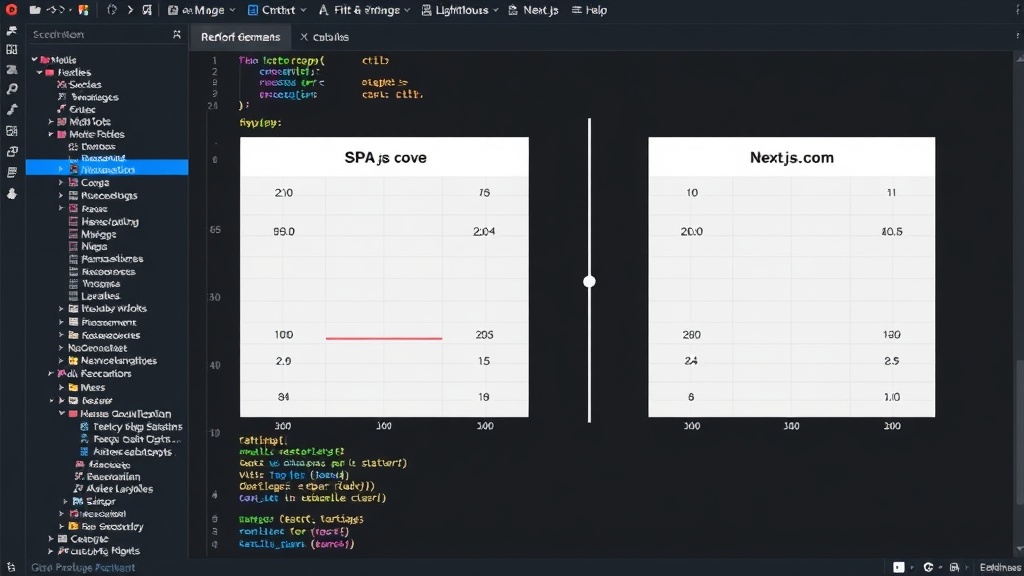 Lighthouse performance report comparison chart for Vite SPA vs Next.js SSR