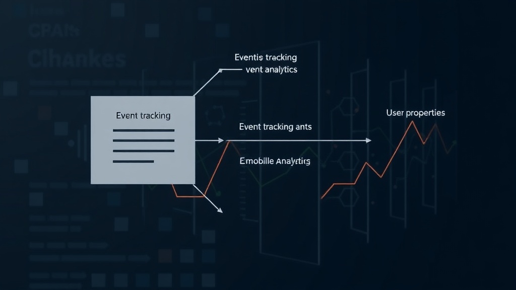 Conceptual diagram illustrating event tracking and user properties in mobile analytics