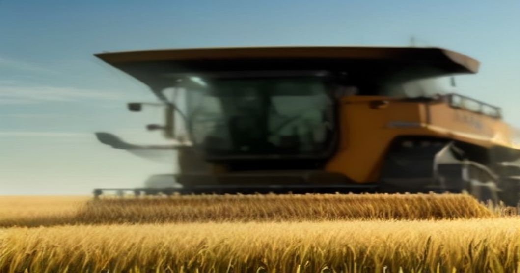 Diagram illustrating ESP32 sensors on a combine harvester transmitting data via ESP-NOW