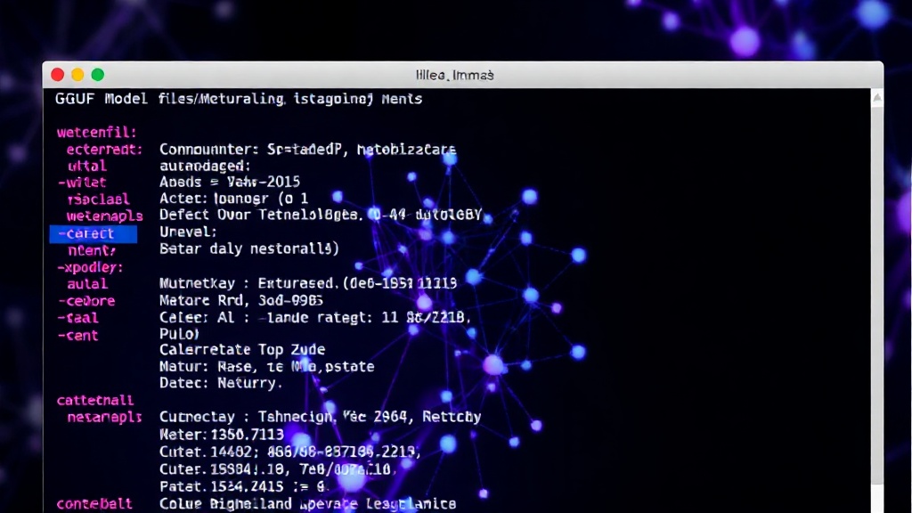 GGUF model file structure and metadata representation in a terminal