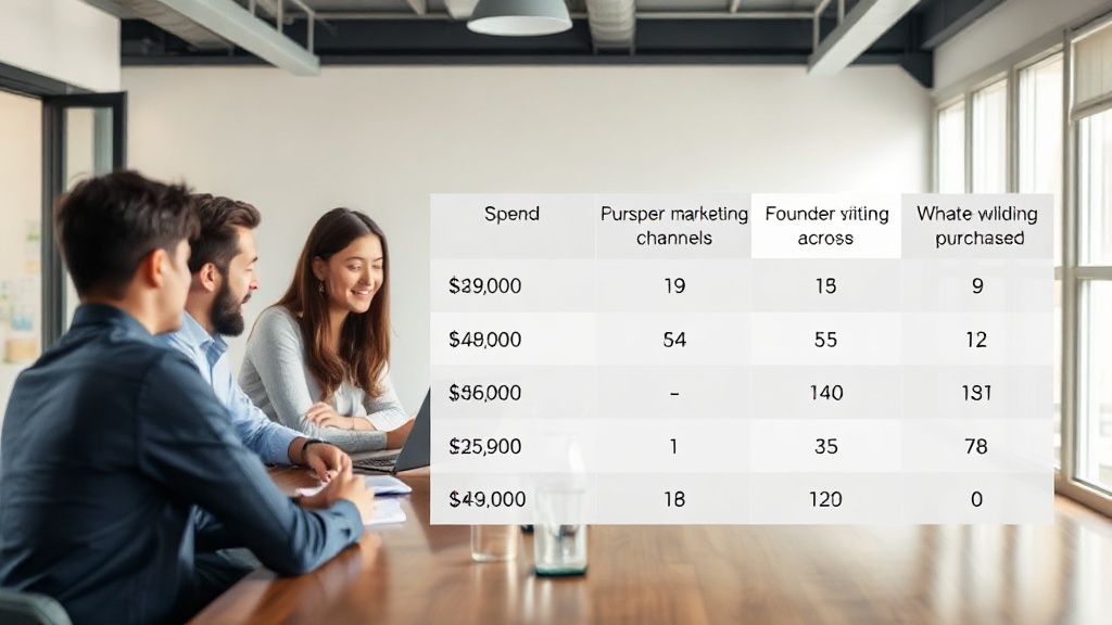 Table detailing the spend across different founder marketing channels and what was purchased.