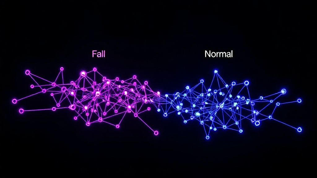 Diagram illustrating the imbalance between 'fall' and 'normal activity' data points in a dataset