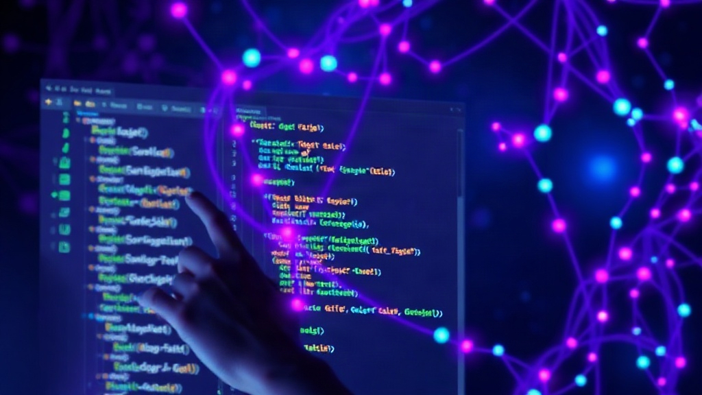Developer interacting with a code editor, highlighting a potential AI-generated code snippet