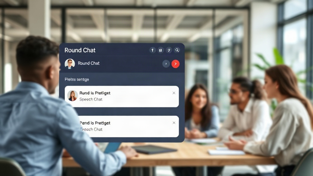 Round Chat interface showing speech tabs and an unread message indicator