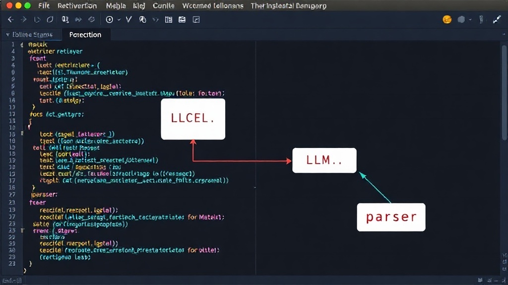 Visual representation of a simple LCEL chain connecting a retriever, prompt, LLM, and parser