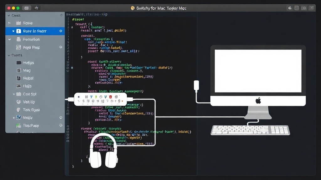 Switchy for Mac app interface showing connected peripherals and target Macs