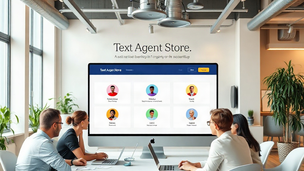 Screenshot of the Text Agent Store website interface showcasing various AI agents available for subscription.