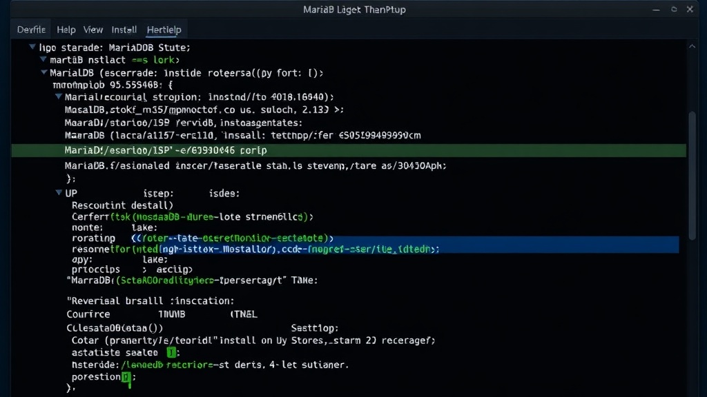 Linux terminal displaying MariaDB installation and service status commands
