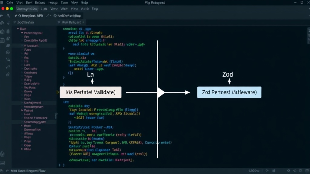 Diagram illustrating Express request flow without validation vs. with Zod middleware