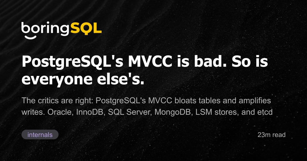 PostgreSQL's MVCC: A Deep Dive into Its Inherent Limitations