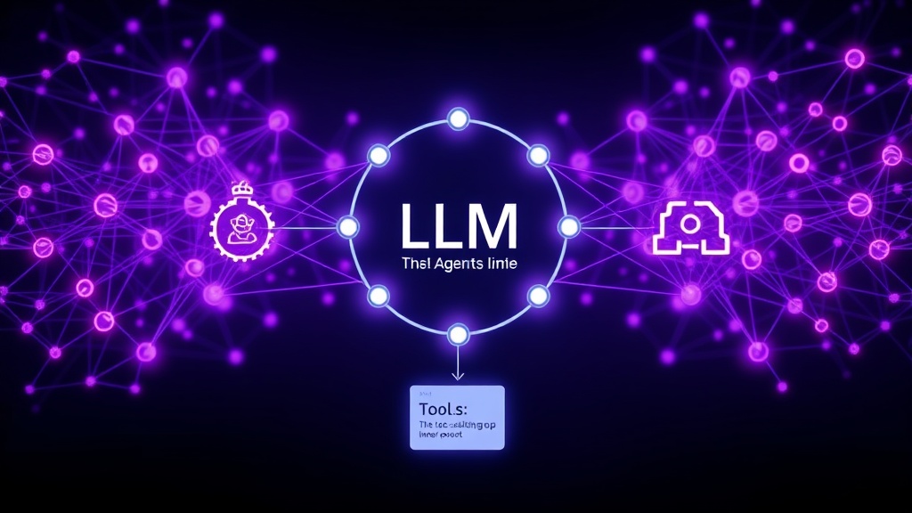 Diagram showing an LLM at the center of a loop with external tools and a user prompt