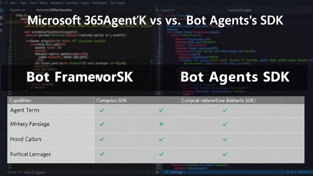 Comparison table detailing Bot Framework SDK vs. Microsoft 365 Agents SDK capabilities