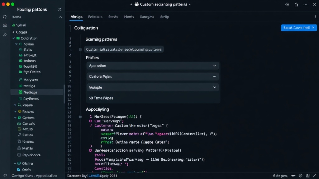 GitHub UI showing custom secret scanning patterns configuration