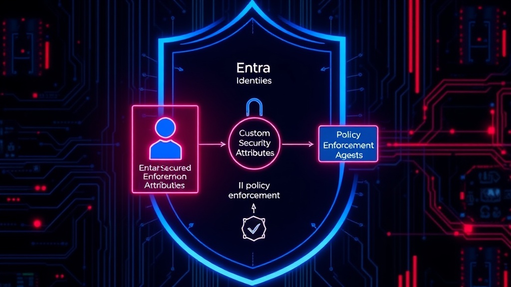 Diagram illustrating the relationship between Entra identities, custom security attributes, and policy enforcement for AI agents
