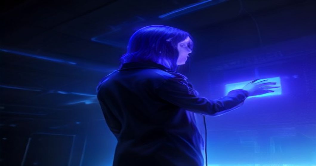 Developer examining a spectrogram of synthesized speech for anomalies