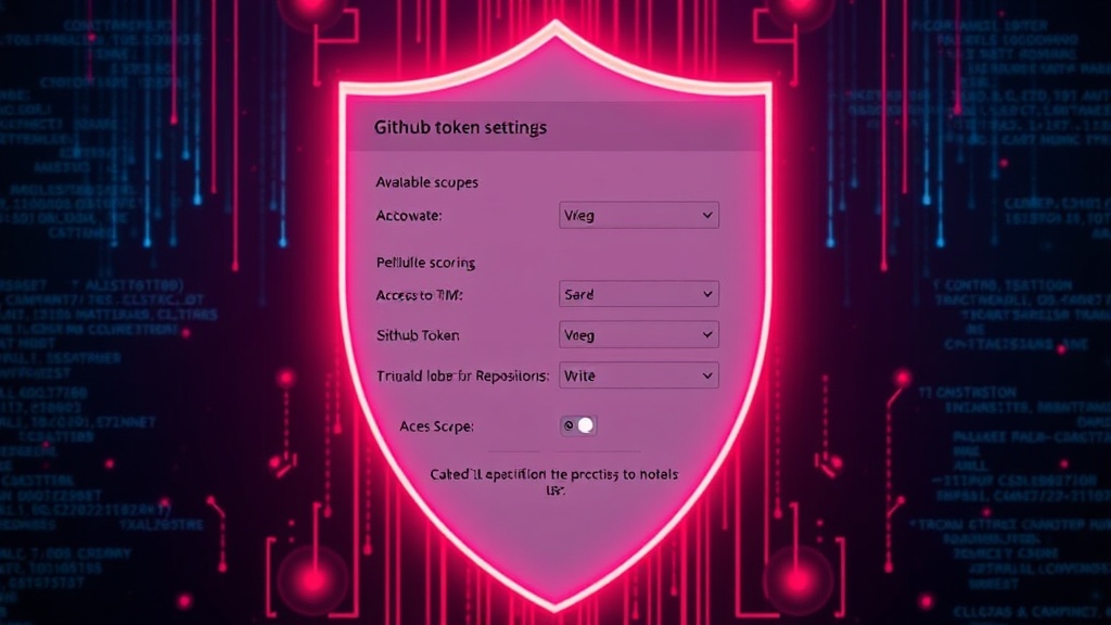 GitHub token settings showing available scopes for repository access.