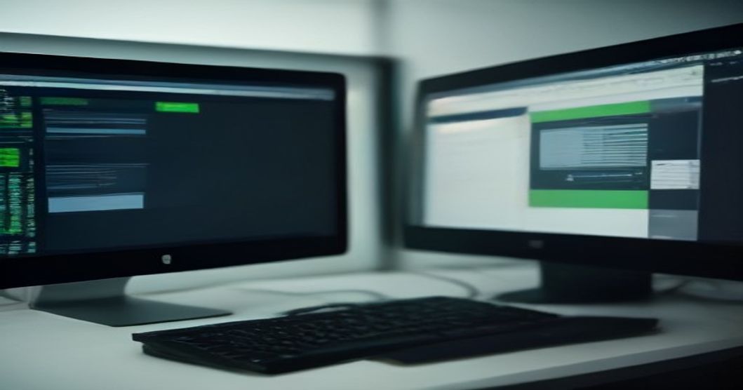 Developer looking stressed at a computer screen displaying a green CI pipeline