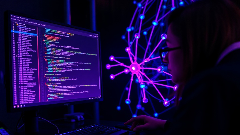 Developer reviewing code and AI cost metrics on a computer screen