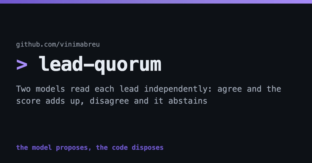 Lead Quorum: Multi-Agent Qualifier Rejects Guesswork