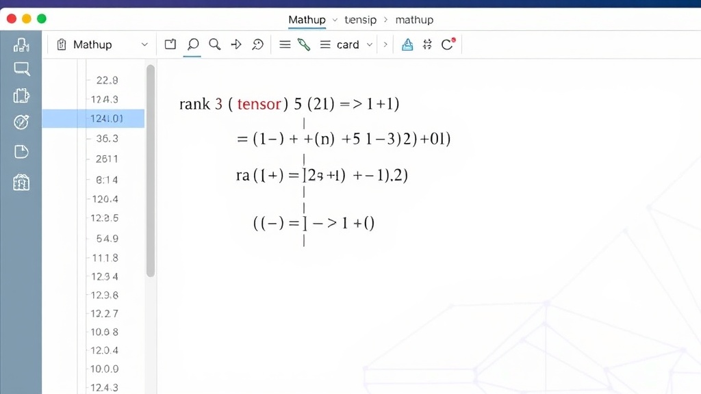 Mathup interface showing definition of a rank-3 tensor with mixed indices.