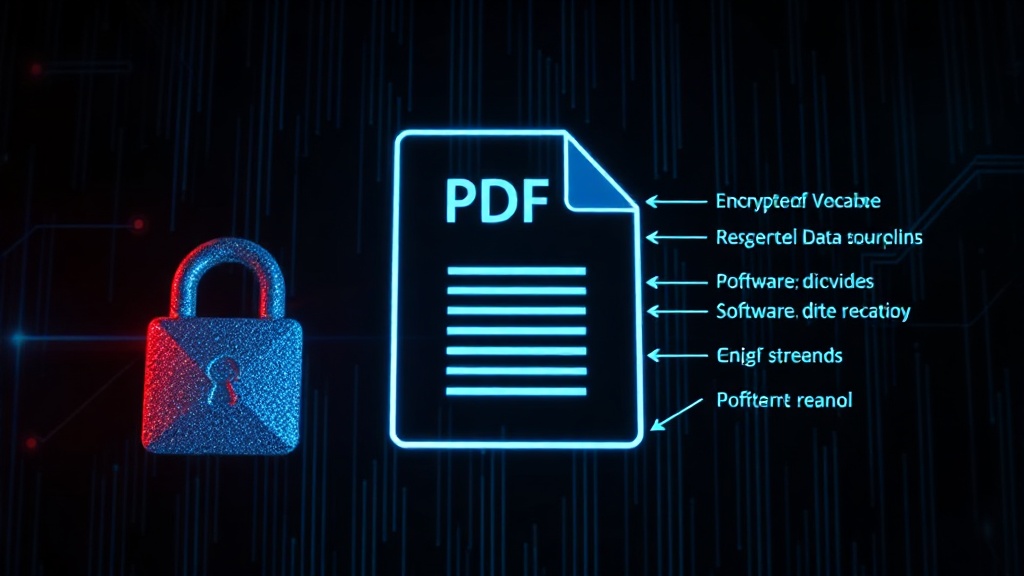 Diagram illustrating the internal structure of a PDF file and potential fingerprinting points.