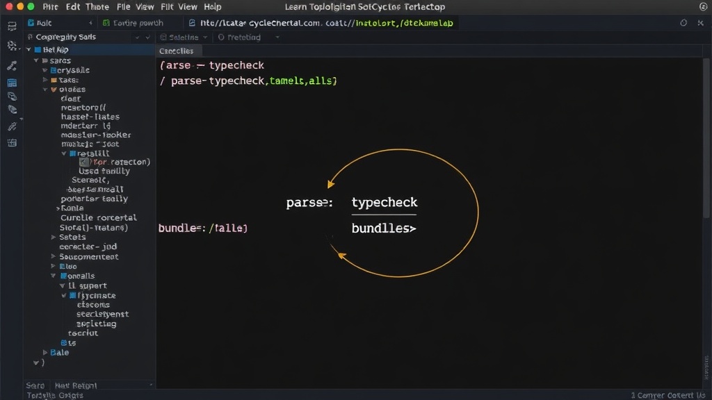 Example of a build graph with a cyclic dependency: parse -> typecheck -> bundle -> parse