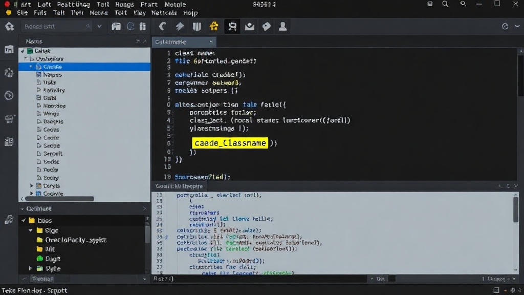 Godot editor interface showing a script with the class_name keyword highlighted