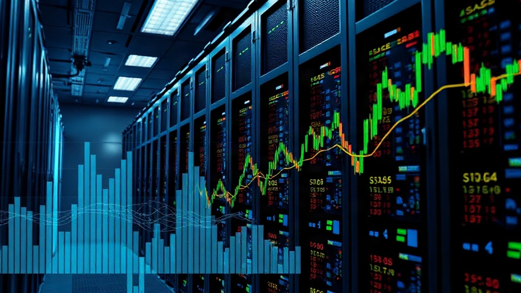 Server racks in a data center, illustrating the physical infrastructure for HFT