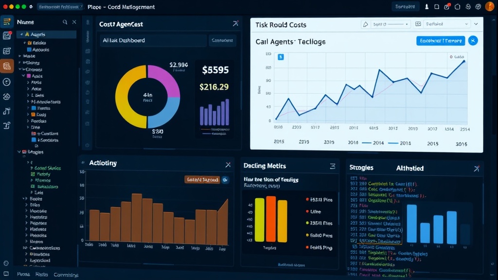 Dashboard visualization of AI agent cost and performance metrics